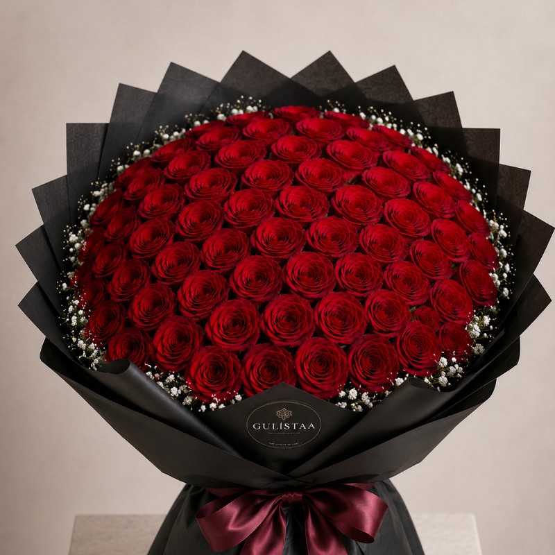 Crimson Noir 50 Roses Bouquet